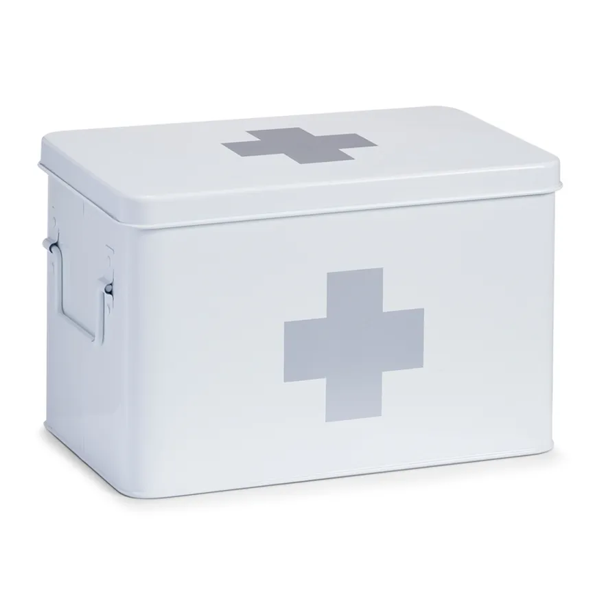 Zeller medicin boks i metal - Hvid, Large