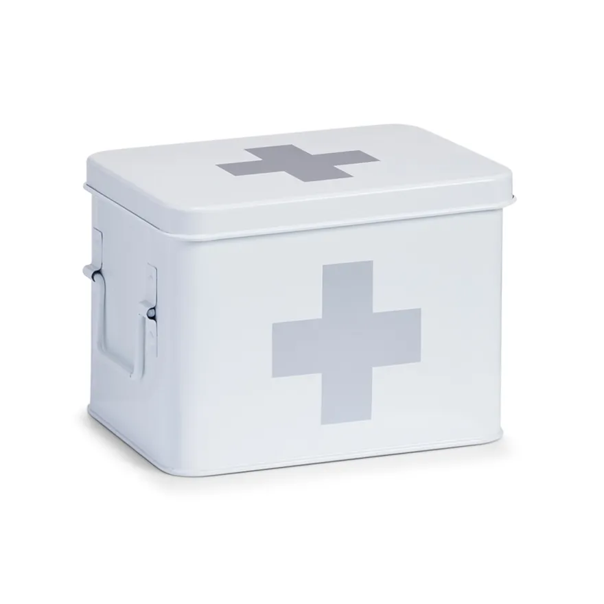 Zeller Medicin boks i metal - Hvid, Small