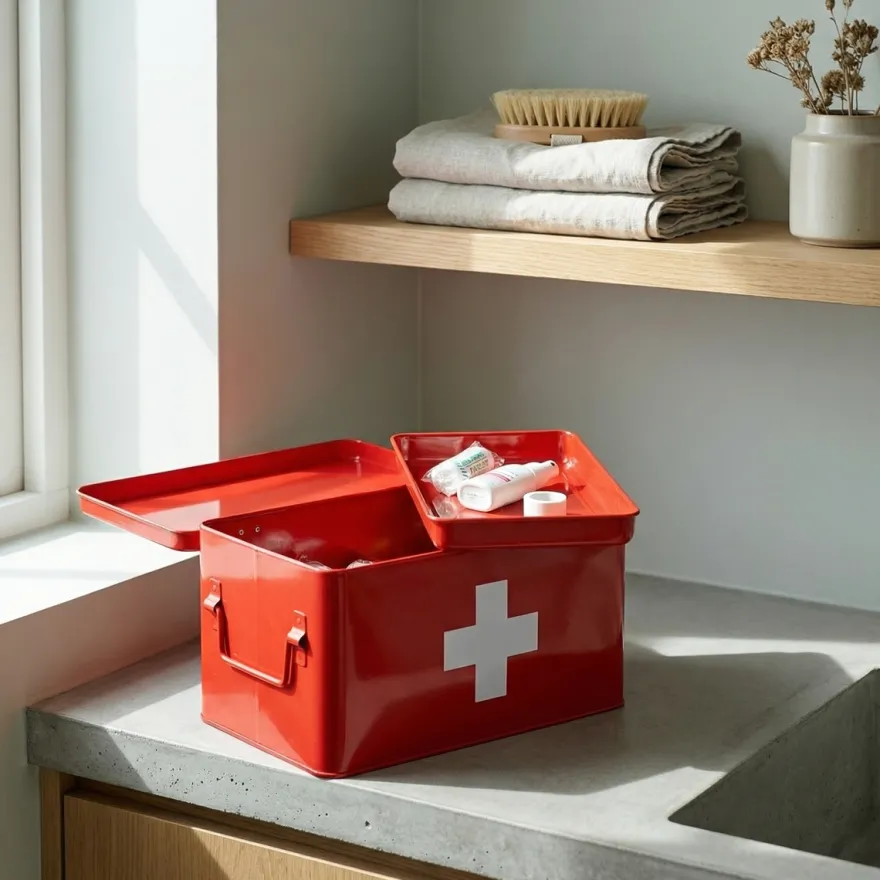 Zeller Medicin boks i metal - Rød, Large