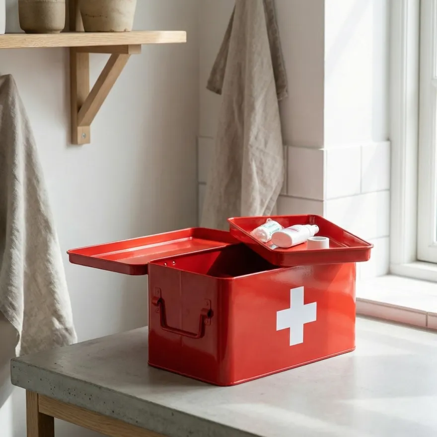 Zeller Medicin boks i metal - Rød, Large
