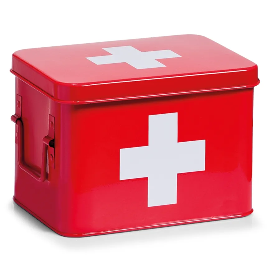 Zeller Medicinkasse i Metal - Rød (Small)