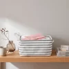 Zeller Opbevaringskurv i Kanvas - Hvid/Grå Striber, Large