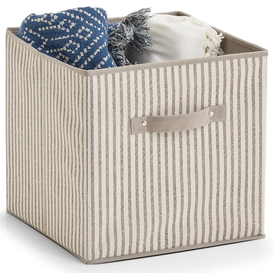 Zeller Rumdelerkurv i stof - "Alberte" BEIGE Stripes