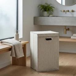 Zeller Single Vasketøjskurv "Alberte" - Stripes, Beige