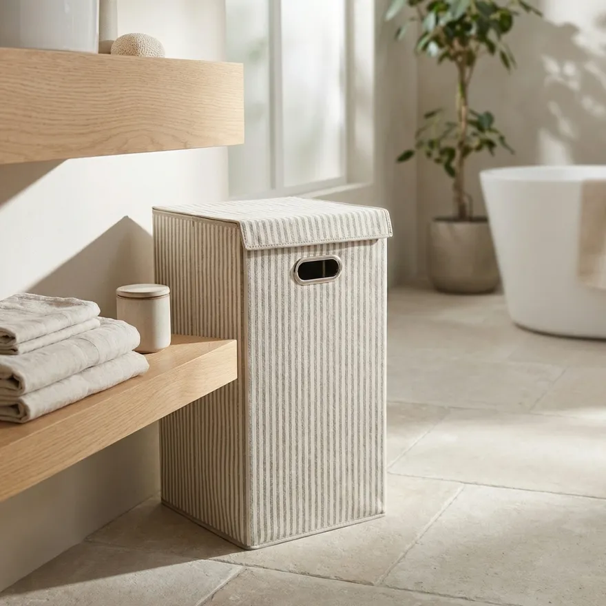 Zeller Single Vasketøjskurv "Alberte" - Stripes, Beige