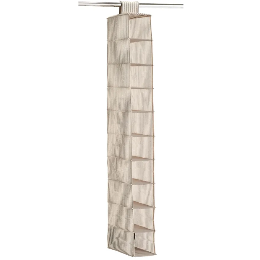 Zeller Stofhylde med 10 rum - "Alberte" BEIGE Stripes