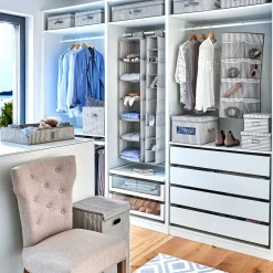 Zeller Stofhylde med 10 rum - "Alberte" BEIGE Stripes