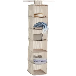 Zeller Stofhylde med 6 rum - "Alberte" BEIGE Stripes