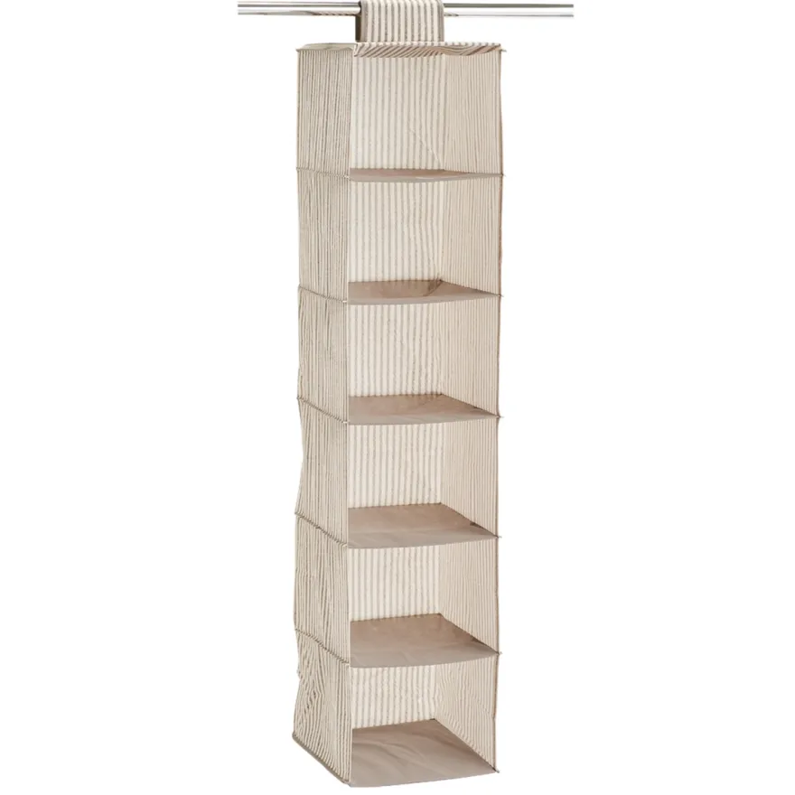 Zeller Stofhylde med 6 rum - "Alberte" BEIGE Stripes
