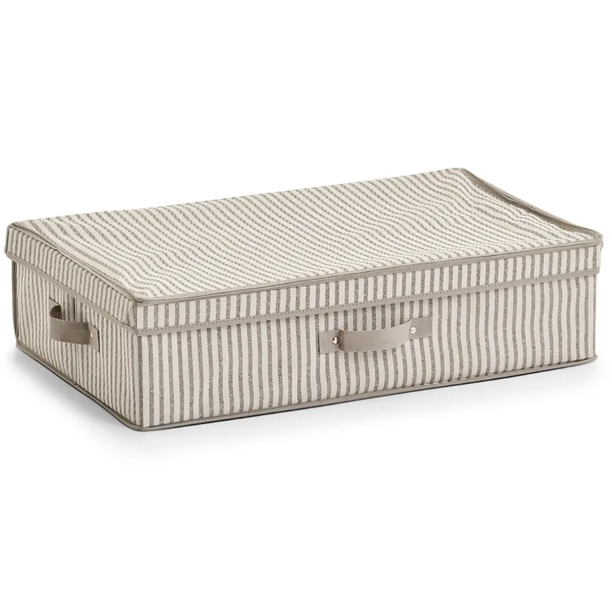 Zeller Stofkasse med låg - "Alberte" BEIGE Stripes