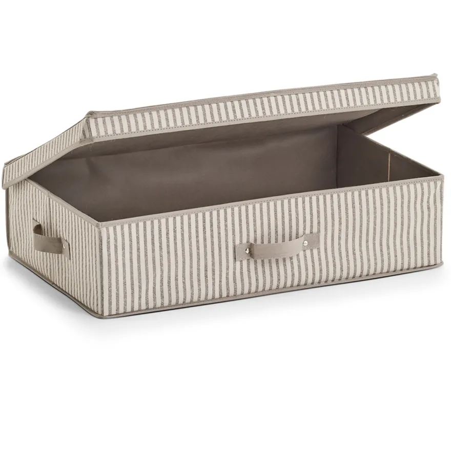 Zeller Stofkasse med låg - "Alberte" BEIGE Stripes