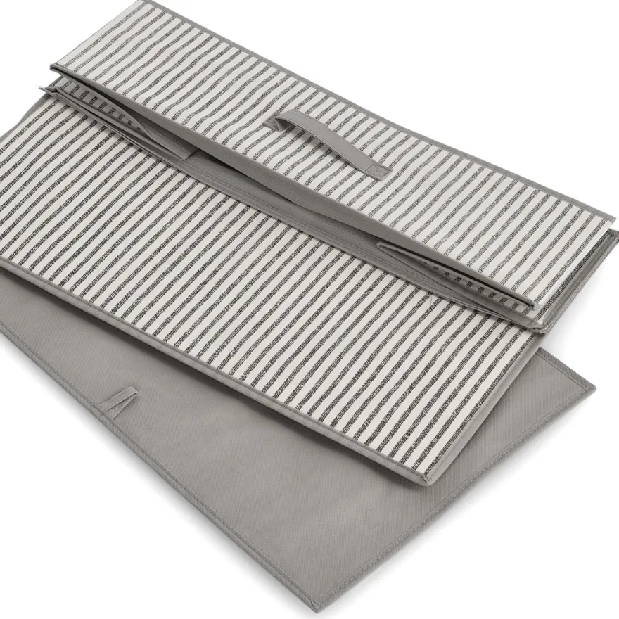 Zeller Stofkasse med låg - "Alberte" BEIGE Stripes
