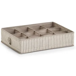 Zeller Stofkasse med 12 rum - "Alberte" BEIGE Stripes