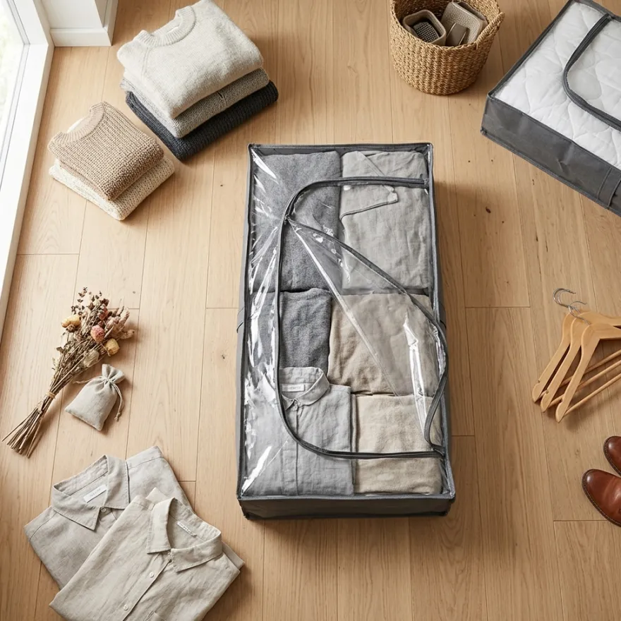 Zeller "Under bed" storage Stofkurv - GRÅ